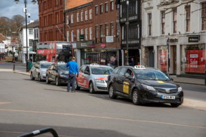 Salisbury, Wiltshire, England, UK. 2021. Taki rank in the city centre of this famous Wiltshire place during the covid epidemic period.