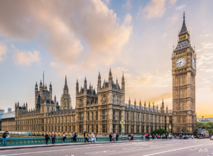 Houses of Parliament with Big Ben, Westminster bridge, London, UK